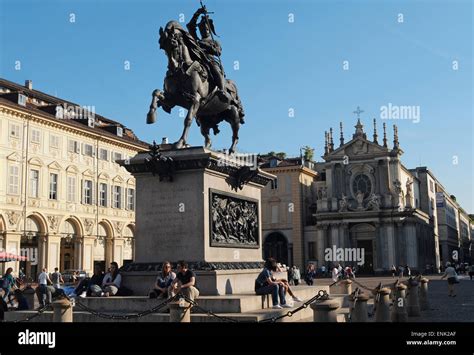 Italy Piedmont Turin Piazza San Carlo Emanuele Filiberto Statute