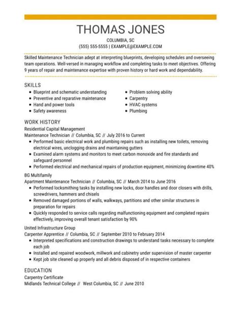 Professional Maintenance Resume Examples Livecareer