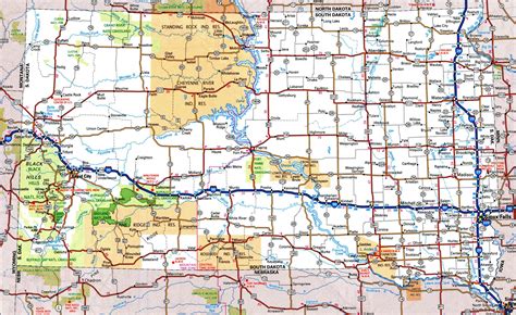 Large Detailed Administrative Map Of South Dakota With Roads Highways Images