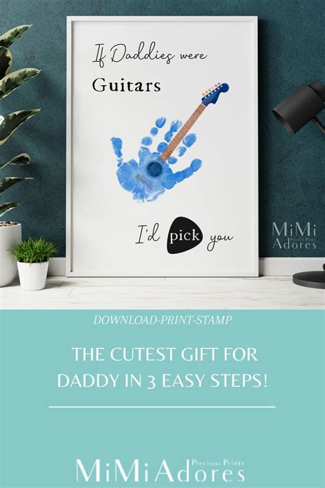 Fathers Day Printable Guitar Handprint Fathers Day Handprint Dad