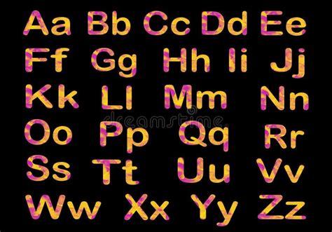 English Alphabet With Colored Letters Stock Illustration
