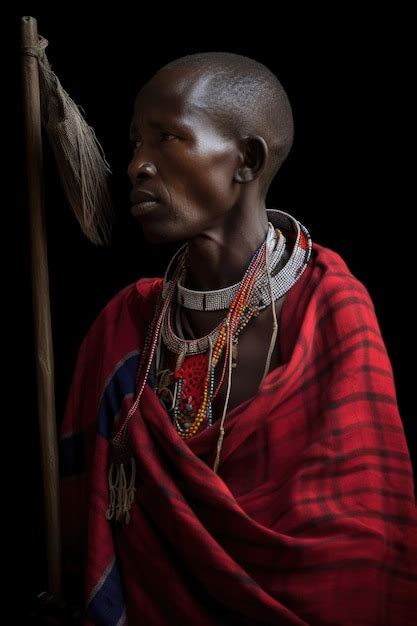 Premium Ai Image A Cropped Image Of A Maasai Warrior Carrying His