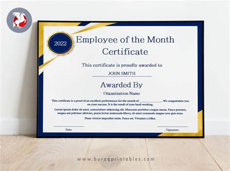 8 FREE Employee Of The Month Certificate Design - Printable - Editable ...