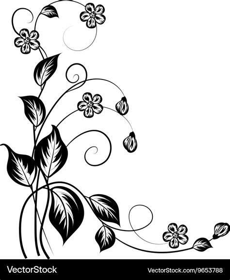 Simple floral background in black and white Vector Image