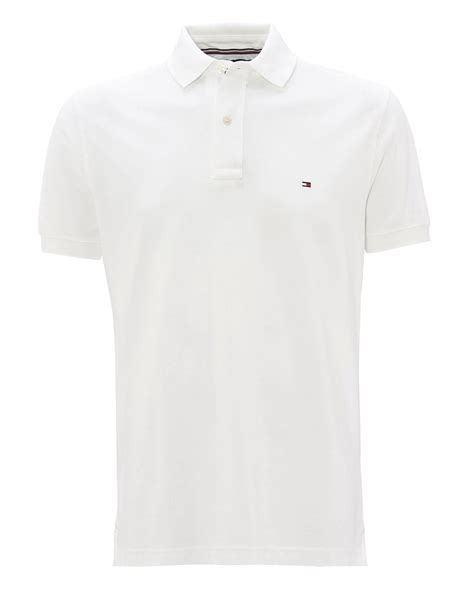 Tommy Hilfiger Mens White Logo Placket Polo Shirt