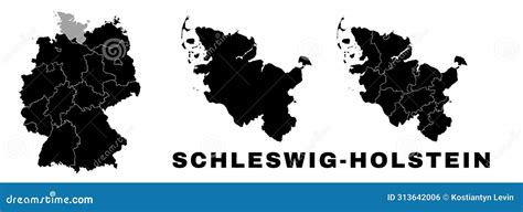 Schleswig Holstein Map German State Germany Administrative Regions