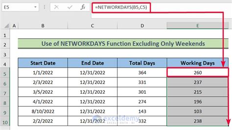 How To Calculate Working Days In Excel Including Weekends Printable