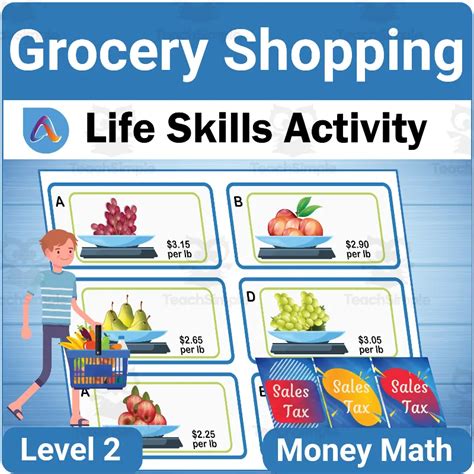 Money Math Life Skills Worksheet Grocery Shopping Level 2 By Teach Simple