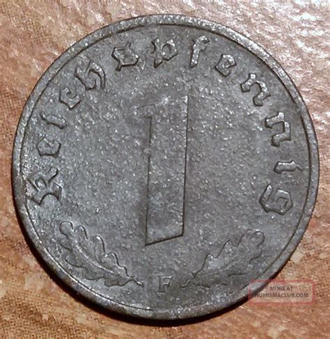 German Ww2 1944 F 1 Reichspfennig Germany Coin Nazi Swastika Third Reich