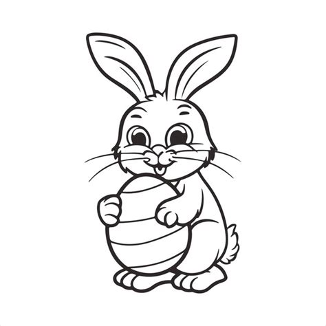 Premium Vector Easter Bunny With An Easter Egg Black And White Vector