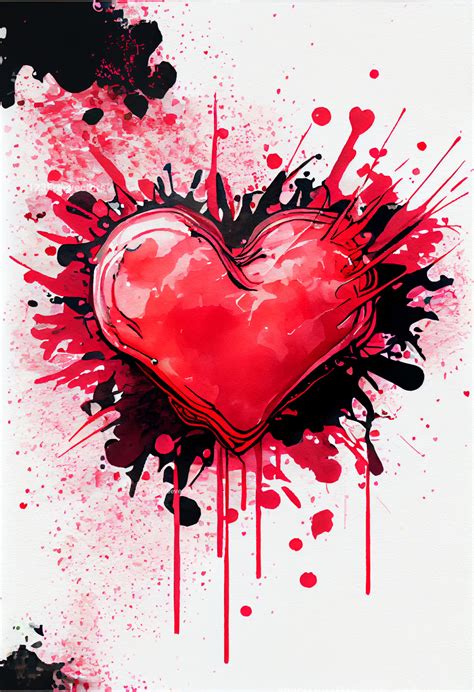 Valentine Heart Watercolor Background