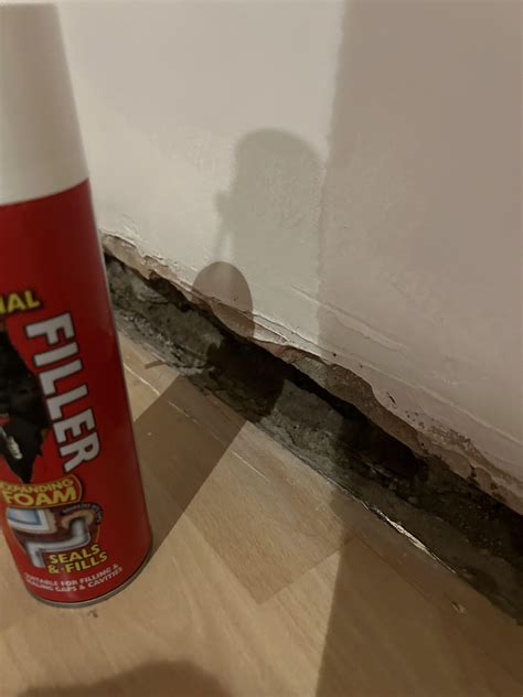 Expanding foam filler for behind skirting board : r/DIY