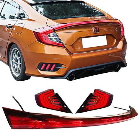 2016 2018 Honda Civic Sedan Trunk LED Middle Spoiler Lights Tail