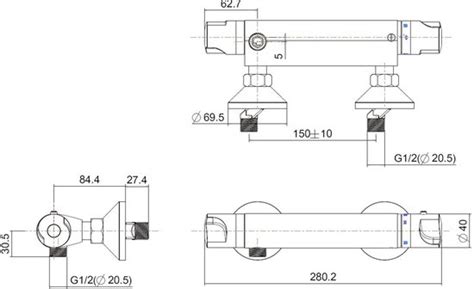 Saqu Ecoline Thermostatische Douchekraan 15 Cm Incl S Koppelingen