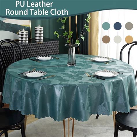 Round Table Cloth Waterproof Oilproof Dining Table Cover Home Wedding Dining Hotel Wash Free