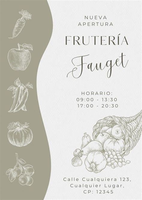 Flyer Elegante Para Fruter A En Tonos Neutros Dise O Con Ilustraciones