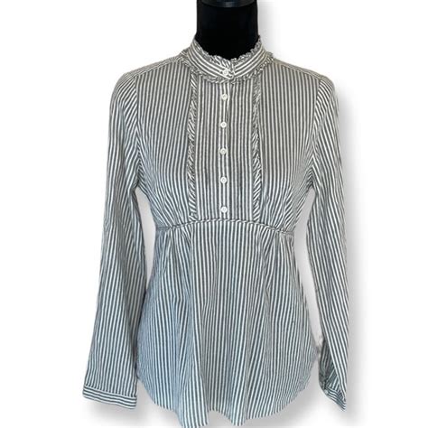 J Crew Tops Jcrew Striped High Neck Ruffle Top Nwt Poshmark