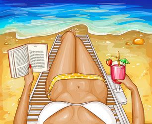 Woman In Bikini Relaxes Boat Floating River Vector Image