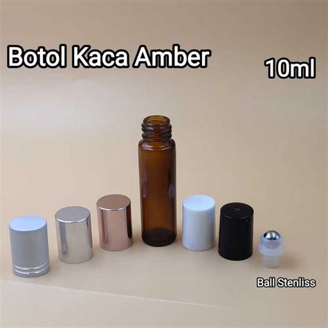 Jual Botol Rol On Kaca Amber 10ml Botol Ball Stenlis Botol Minyak Angin