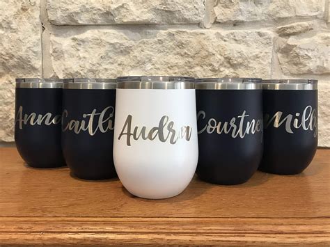 Personalized Steel Stemless Wine Glass Tumbler 12 Oz Double Wall Vacuum