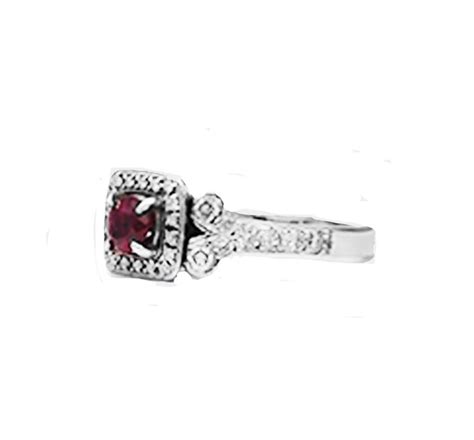 Diamond and Ruby Solitaire Halo 1 Carat Ring For Sale at 1stDibs