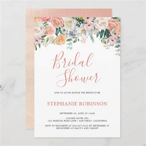 Elegant Blush Pink Watercolor Floral Bridal Shower Invitation Zazzle