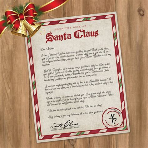 Diy Editable Letter From Santa Easy Santa Letter North Etsy Box Template Santa Letter