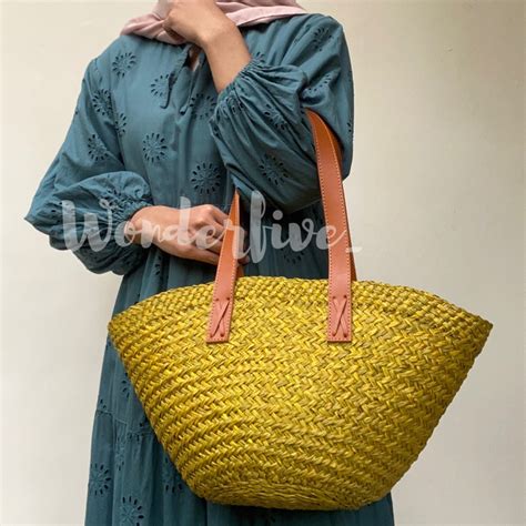 Jual Warna Tas Anyaman Mendong Pandan Model Bakul Warna Handle