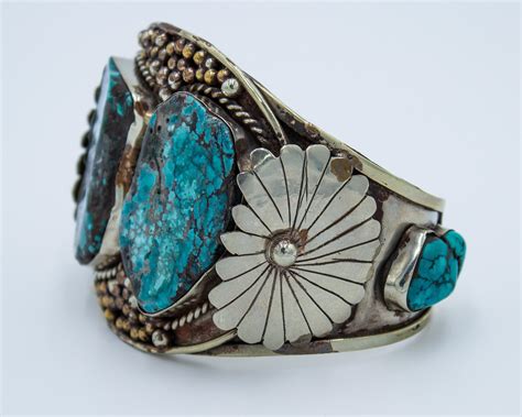 At Auction Navajo Sterling Turquoise Cuff Bracelet