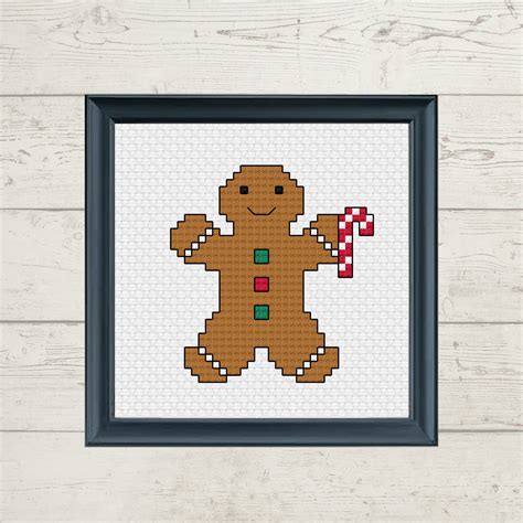 Christmas Gingerbread Man Cross Stitch Cute Gingerbread Man Pattern