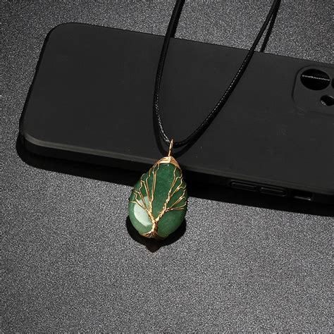 Collier Avec Pendentif Arbre De Vie En Pierre Naturelle Pour Homme Et