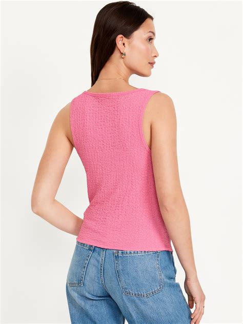 Square Neck Textured Tank Top Old Navy