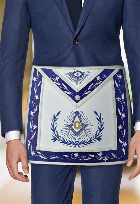 Master Mason With Embroidered Border Masonic Apron Blue