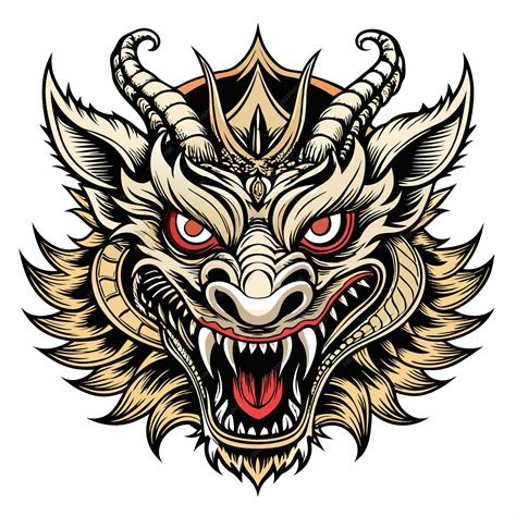 Premium Vector Fierce Dragon Head Illustration