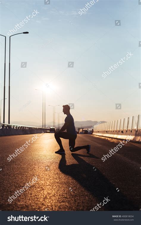 Male Runner Silhouette Man Running Into Stock Photo 400818034