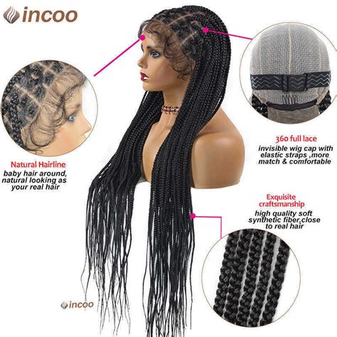 36‘ Full Wigs Lace Front Long Criss Cross Knotless Box Braids Wig