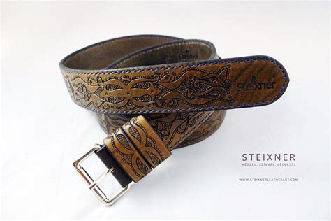 Brown Leather Belt Hand Tooled Leather Belt Celtic Belt Men Etsy