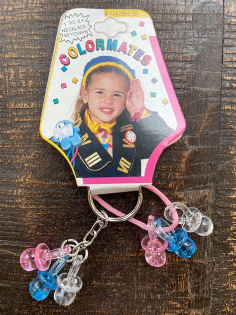 80s 90s Colormates Pacifier Necklace And Keychain In Original Package