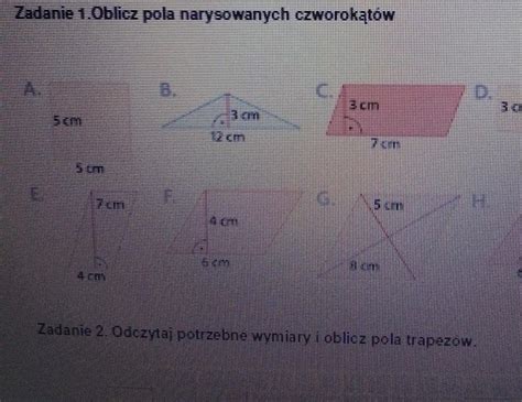 Oblicz Pola I Obwody Narysowanych Czworok T W Przyk Ad B