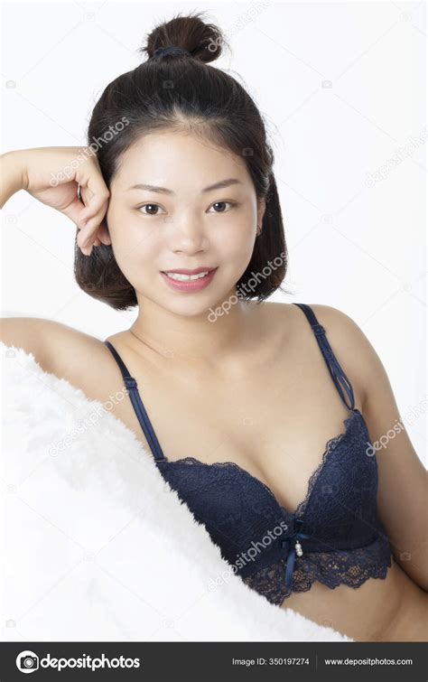 Beautiful Chinese Woman Dressed Blue Lingerie Isolated White Background Stock Photo Dndavis