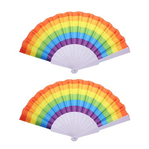 NUOLUX Fan Folding Fans Rainbow Party Hand Handheld Held Chinese