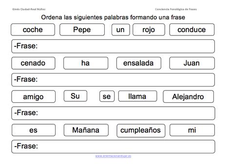 Ordenamos Palabras Para Formar Oraciones Imagenes Educativas