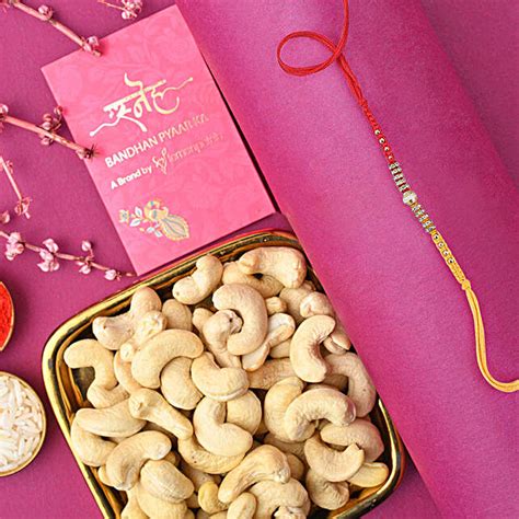 Sneh Shining Beads Rakhi Cashew Uae Gift Sneh Shining Beads Rakhi