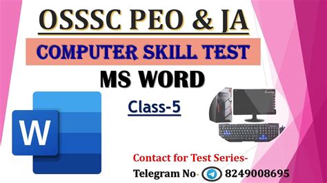 Ms Word Class For Osssc Peo And Ja Skill Test Exam Youtube