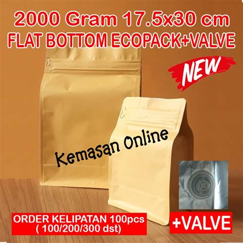 Jual KPACK Kemasan Kopi 1kg Flat Bottom Ecopack Alumunium Foil Ziplock