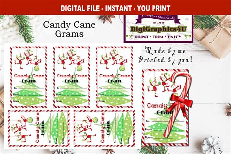 Elf Christmas or Holiday Candy Cane Grams Tag Candycane Gram | Etsy ...