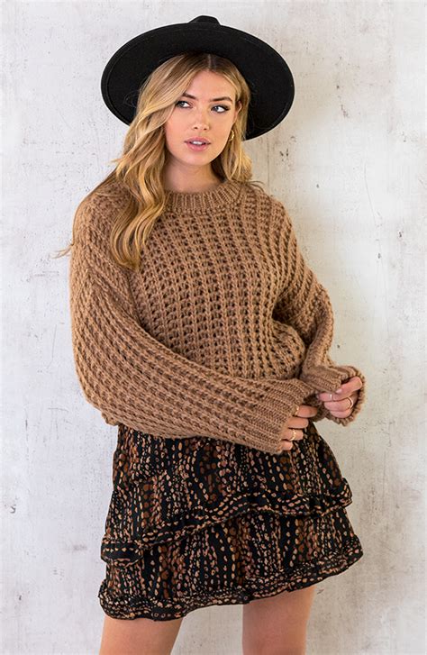 Grofgebreide Oversized Trui Camel Fashionmusthaves Nl