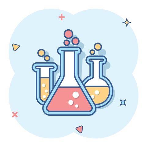 Vector Cartoon Chemical Test Tube Icon In Comic Style Laboratory