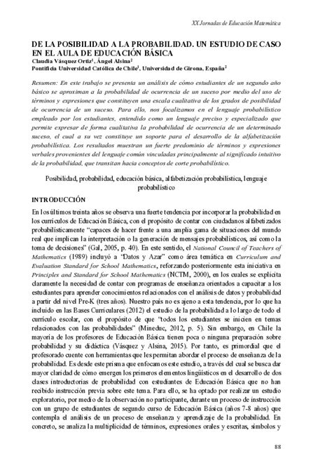 De La Posibilidad A La Probabilidad Un Estudio De Caso En El Aula De