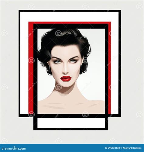 An Illustration Of A Womans Face With Red Lips Stock Illustration